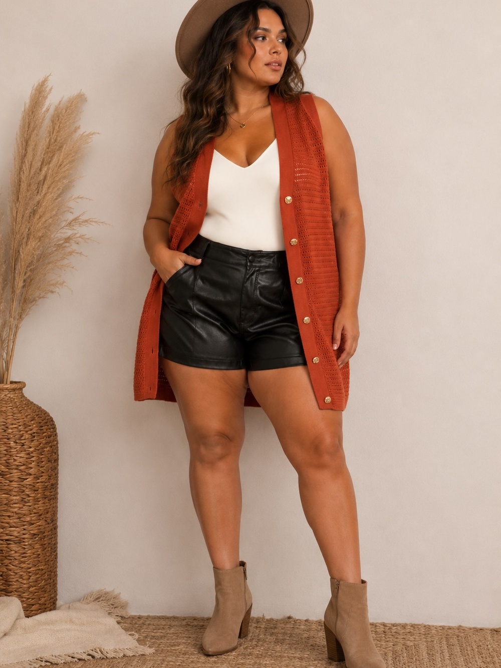 Curated Boho Bundle | Lane Bryant Vest + Boohoo Bodysuit + AE Shorts